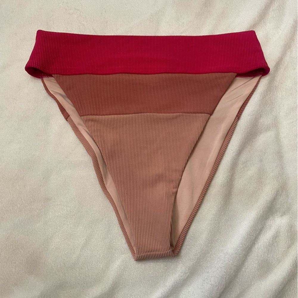 New! Beach Riot Riza Bottom Rouge Color Block 3909 - Picture 2 of 10